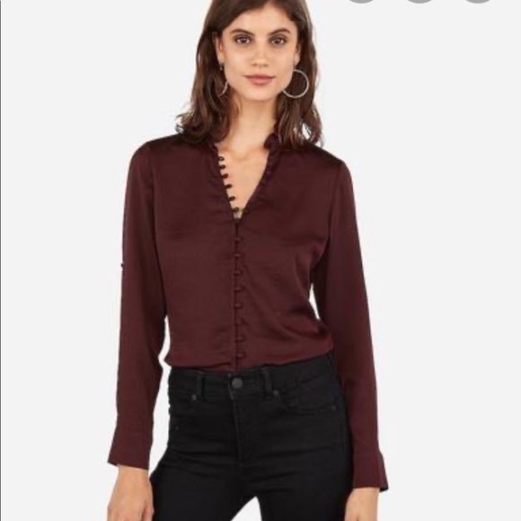 Express Tops - Express portofino slim ruffle blouse